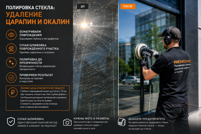 Полировка стекла: удаление царапин и окалин